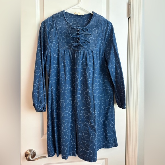 Madewell Dresses & Skirts - Madewell Blue Daisy-Print Cotton Dress with Bows and Quilted Bibb